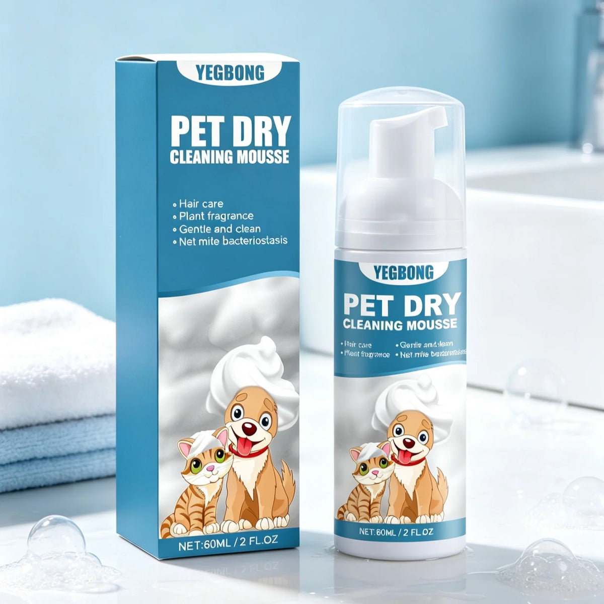 Yegbong Pet Dry Shampoo Mousse For Itchy Skin And Odor Relief