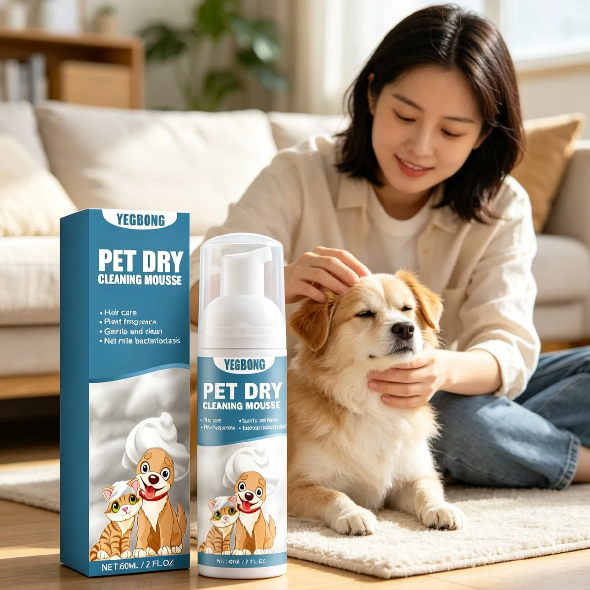 Yegbong Pet Dry Shampoo Mousse For Itchy Skin And Odor Relief