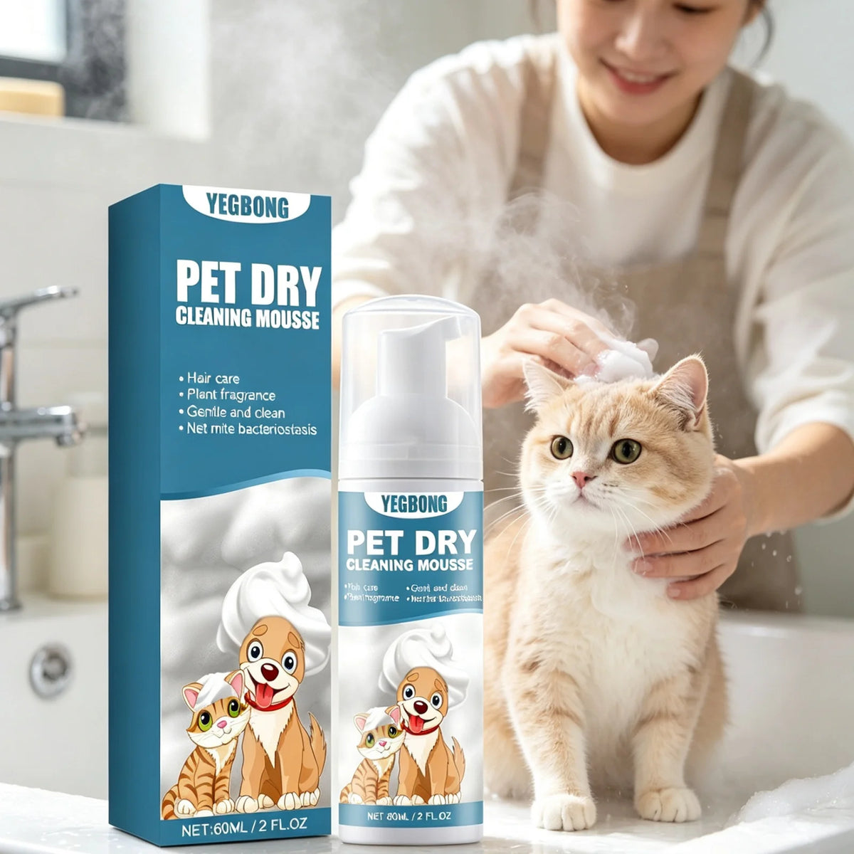 Yegbong Pet Dry Shampoo Mousse For Itchy Skin And Odor Relief