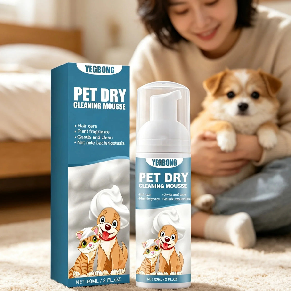 Yegbong Pet Dry Shampoo Mousse For Itchy Skin And Odor Relief