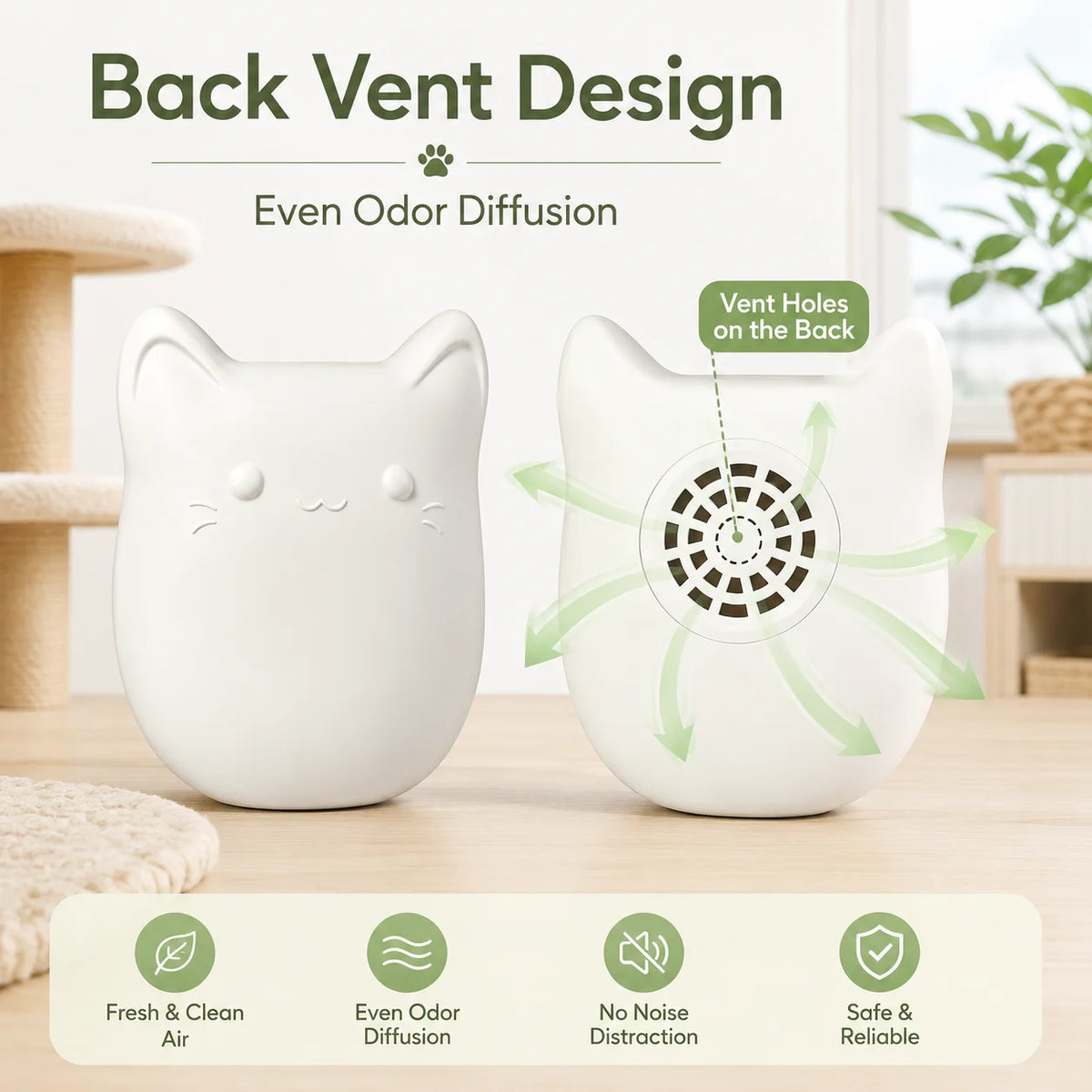 Cat Litter Box Odor Eliminator Rechargeable Air Purifier