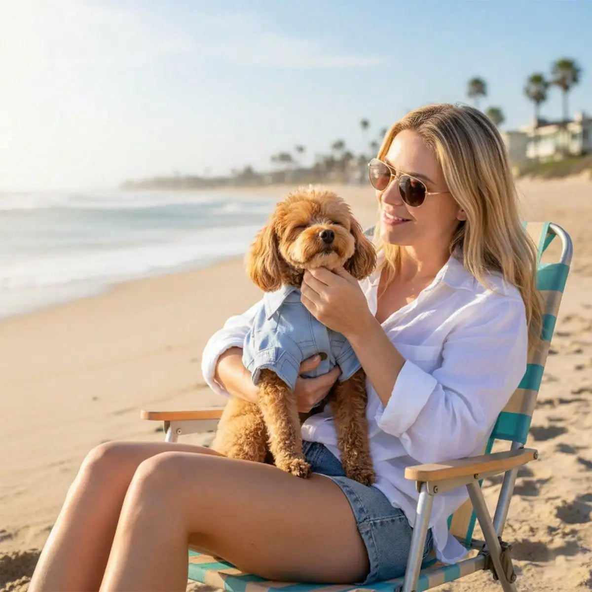 Dog Denim Shirt With D Ring Button Up Pet Clothing for Dogs