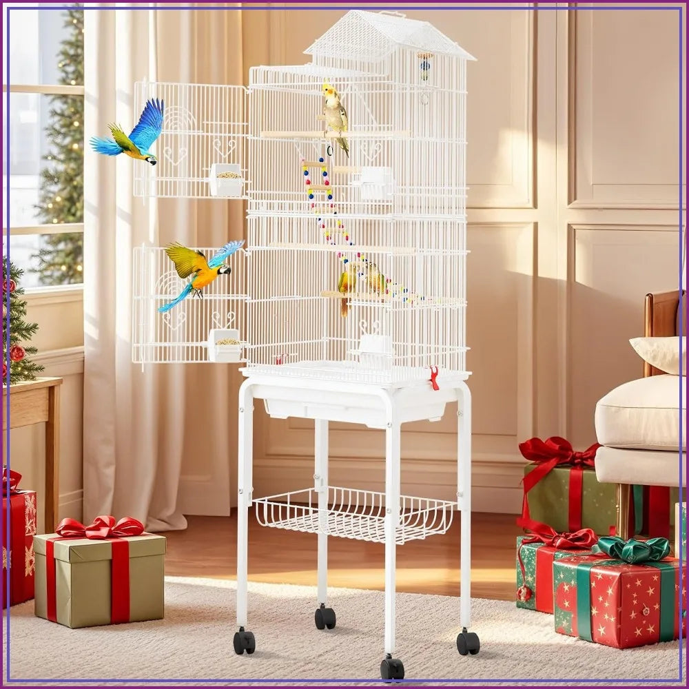 Stainless Steel Bird Cage With Rolling Stand And Roof Access