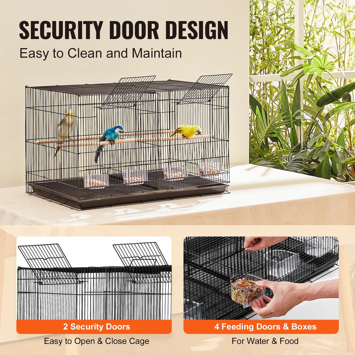 SucceBuy Divided Flight Bird Cage With Handle And Perch
