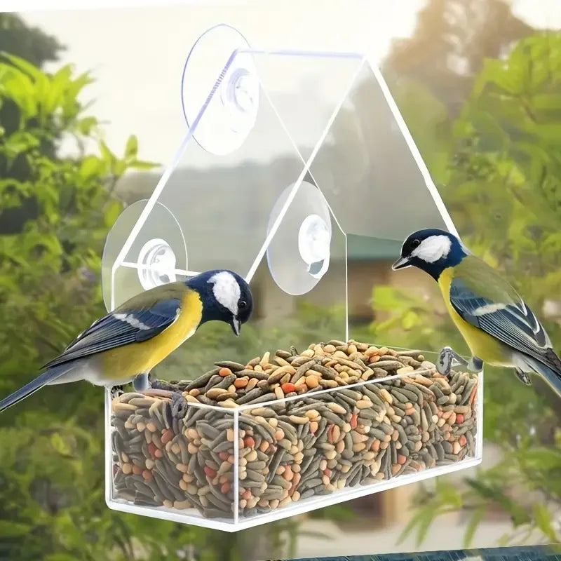 Outdoor Window Bird Feeder House With Strong Suction Cups