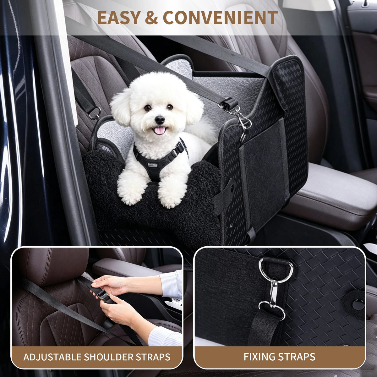 Pet Car Booster Seat For Small Dogs With Safety Leash