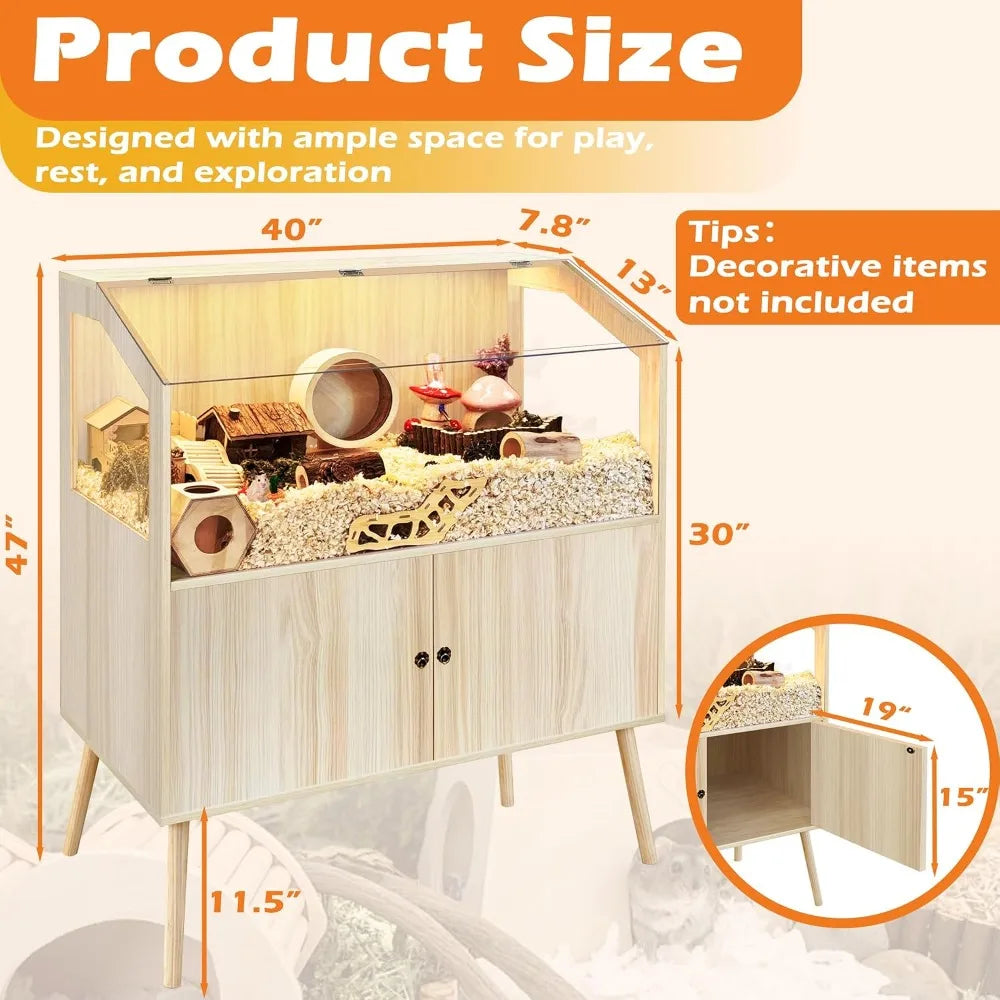 Chew Resistant Hamster Cage With Attached Storage Cabinet