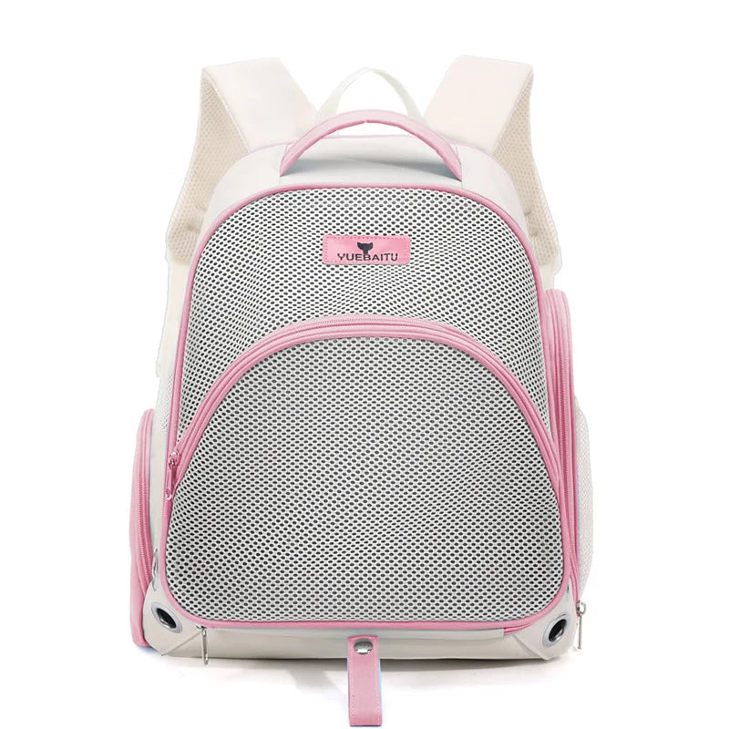 Pet Carrier Backpack, Breathable Lightweight Travel Bag with Large Front Opening and Luggage Strap for Cats and Small Dogs
