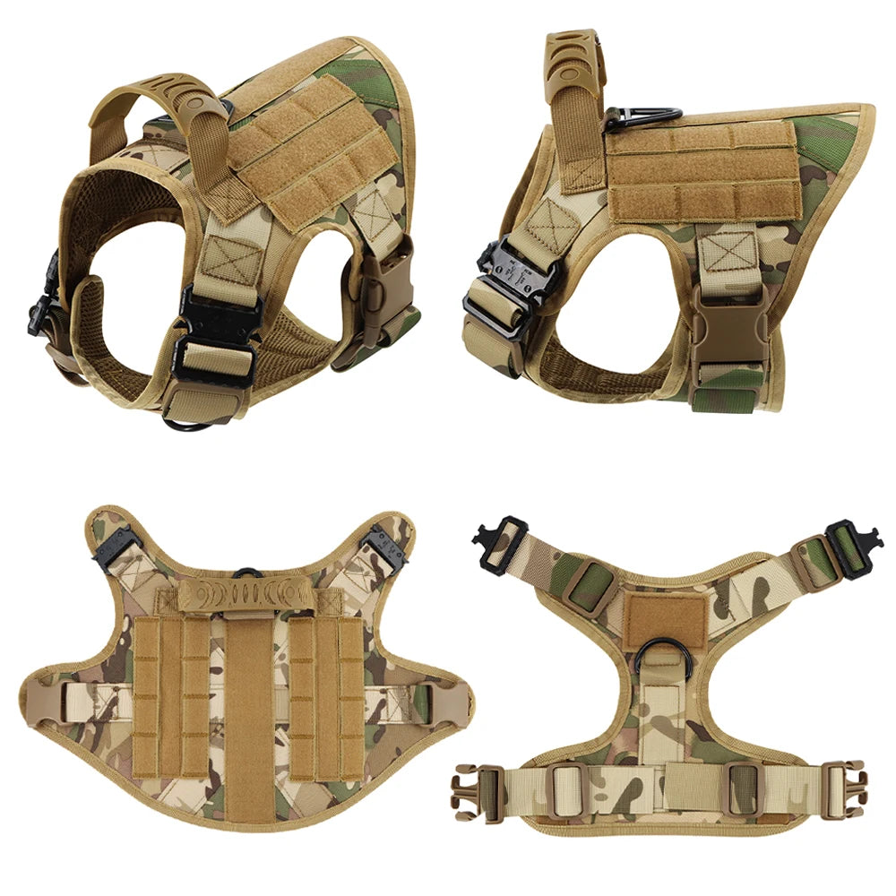 Pettravel Tactical Dog Harness Leash Set With Quick Release Handle