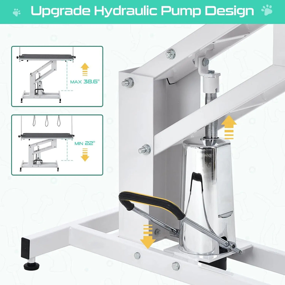 43.3" Electric Pet Grooming Table 350 LBS Heavy Duty Dog Grooming Arm for Large Dog Salon-Grade Pet Height Adjustable Grooming Station Slip Tabletop