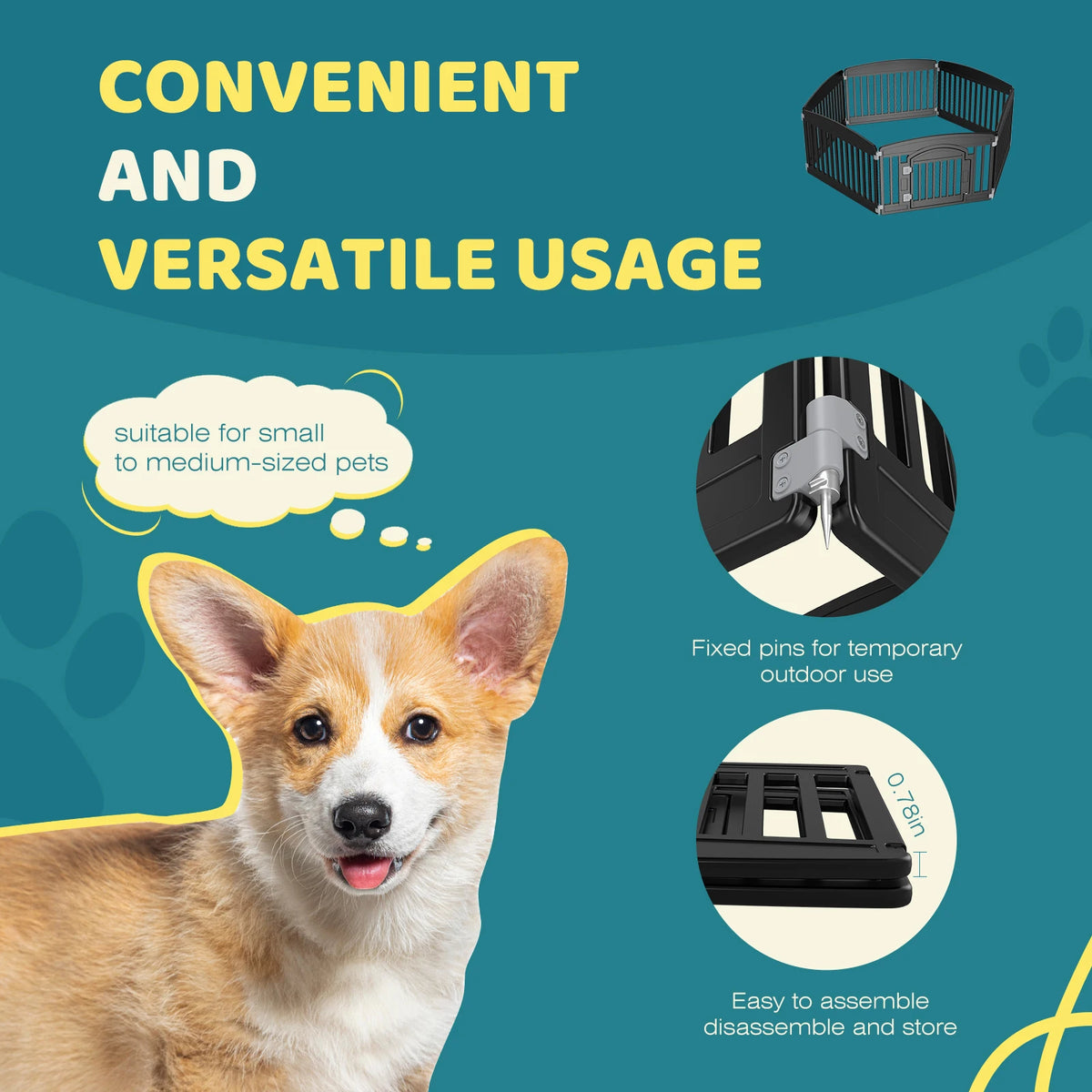 JHK Expandable Plastic Dog Playpen For Puppies And Pets