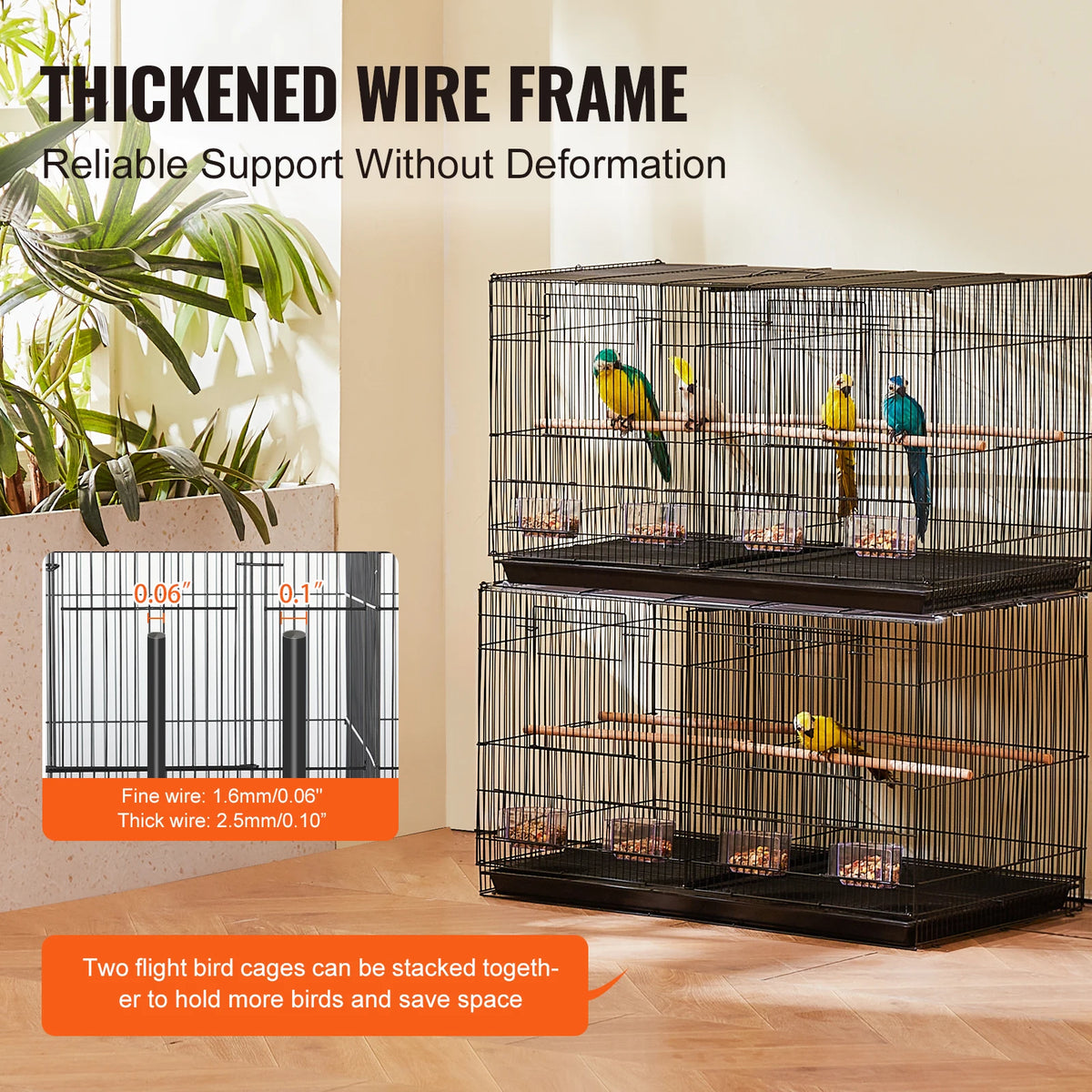 SucceBuy Divided Flight Bird Cage With Handle And Perch