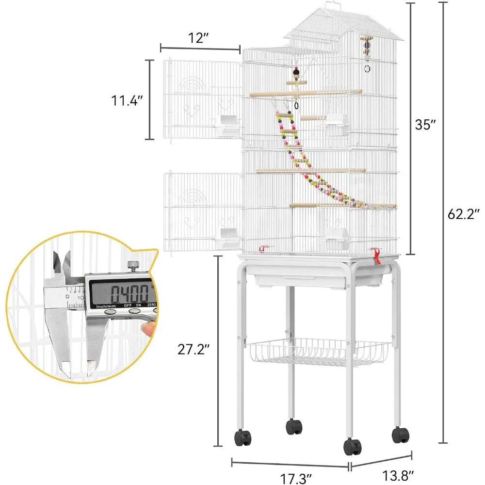 Stainless Steel Bird Cage With Rolling Stand And Roof Access