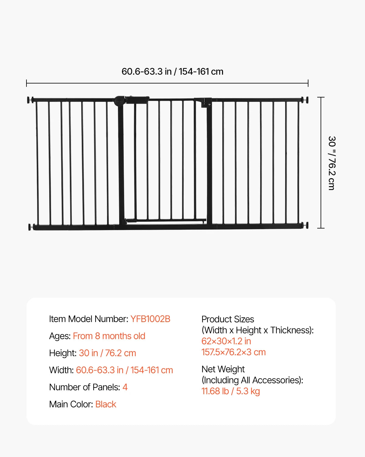 SucceBuy Stainless Steel Pressure Mount Baby Pet Security Gate
