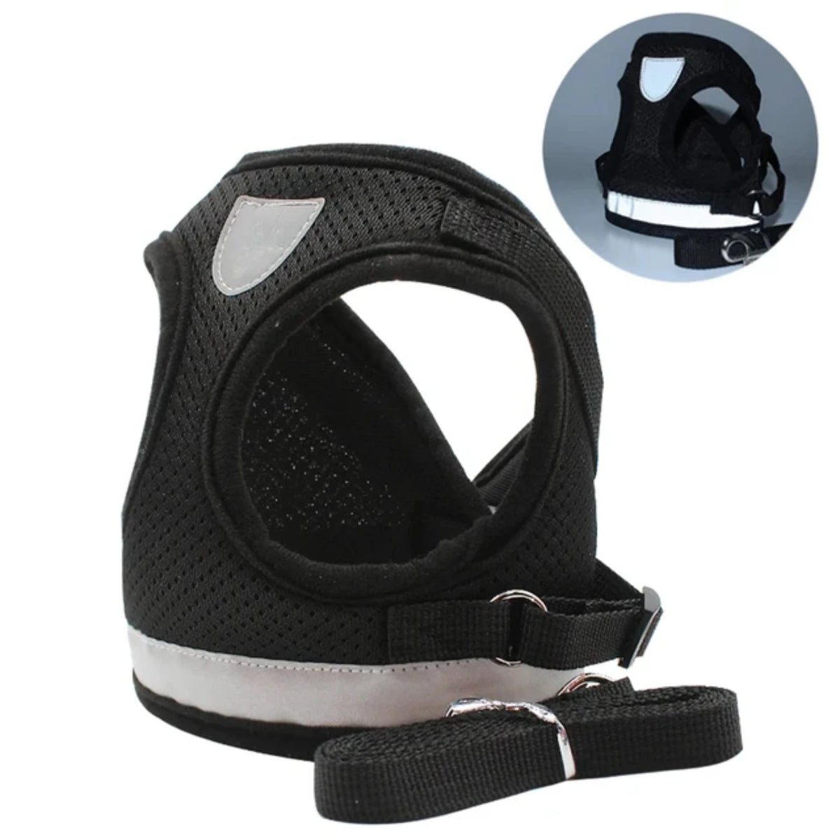 Pet Dog Cat Harness with Adjustable Leash Reflective Safety Mesh Chest Strap Collar Small Medium Dogs Vest Set XS/S/M/L/XL