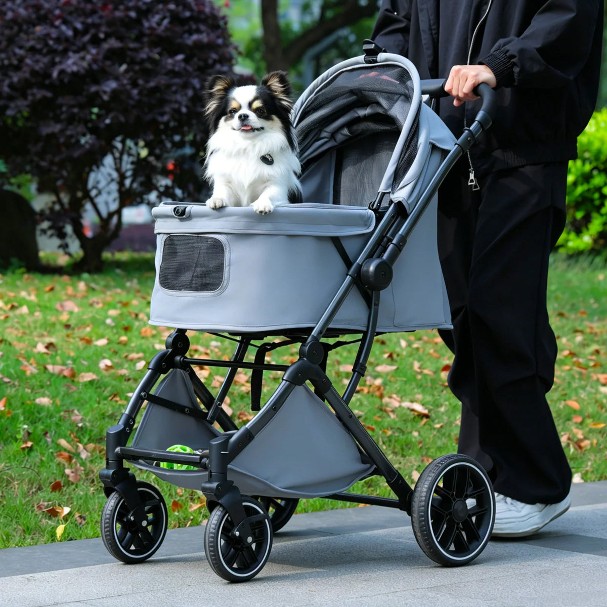 PAWZ Road Foldable Pet Stroller With Reversible Handle And Storage