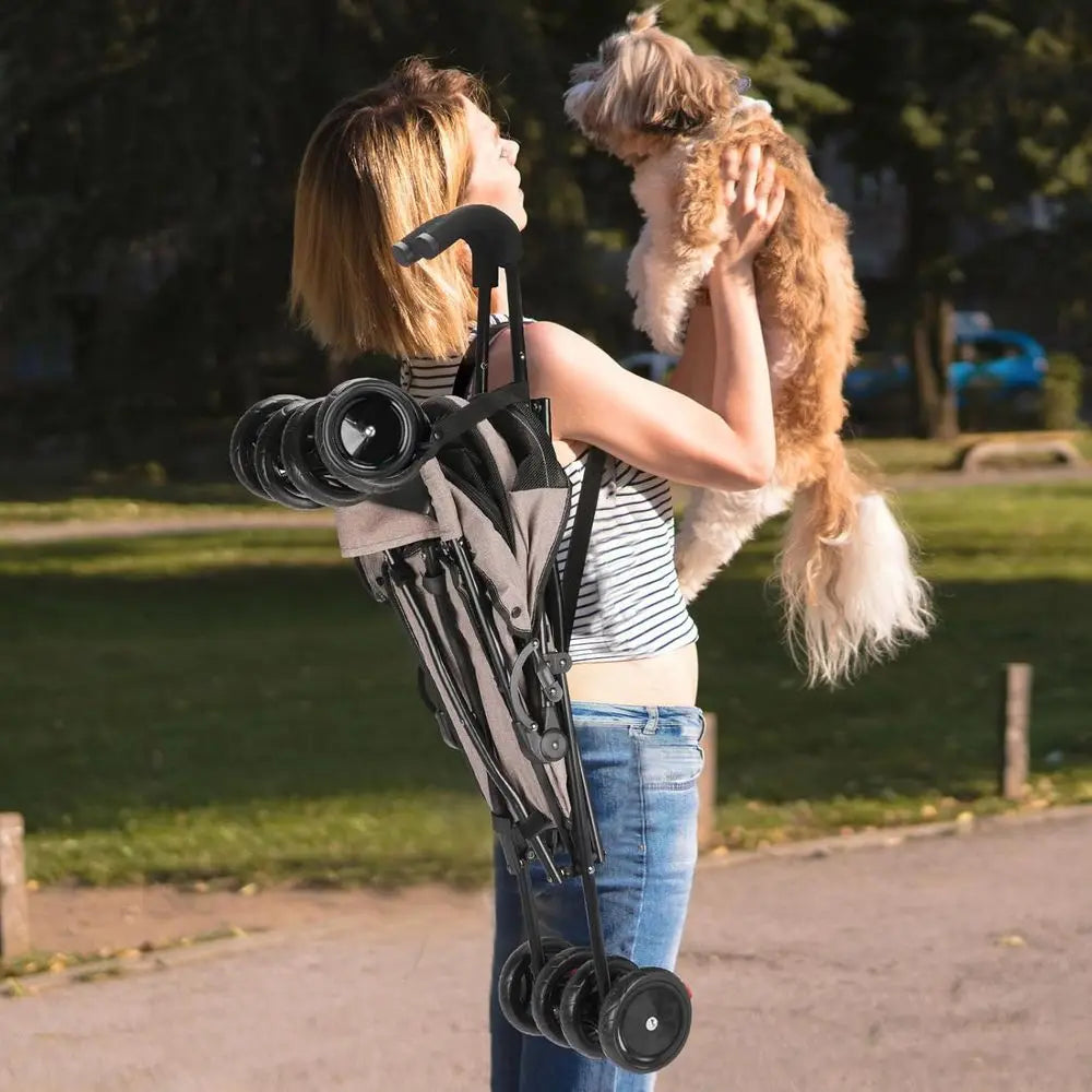 Foldable Travel Pet Stroller For Small Dogs And Cats