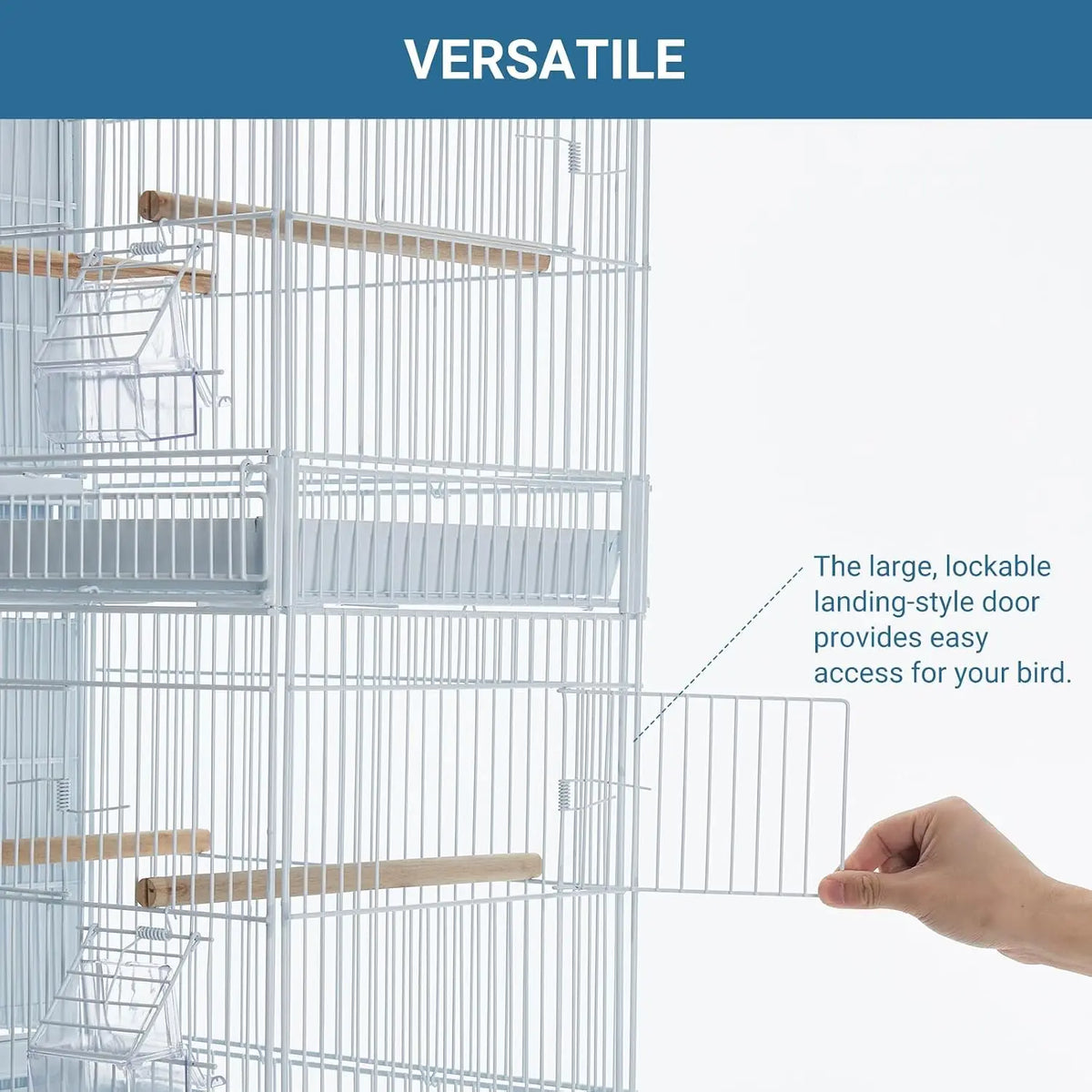 Stackable Flight Birdcage With Storage Shelf And Locking Casters