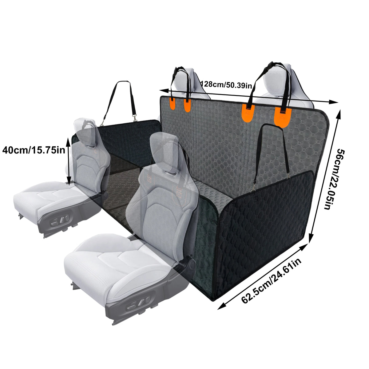 Waterproof Hard Bottom Dog Car Seat Cover Back Seat Extender