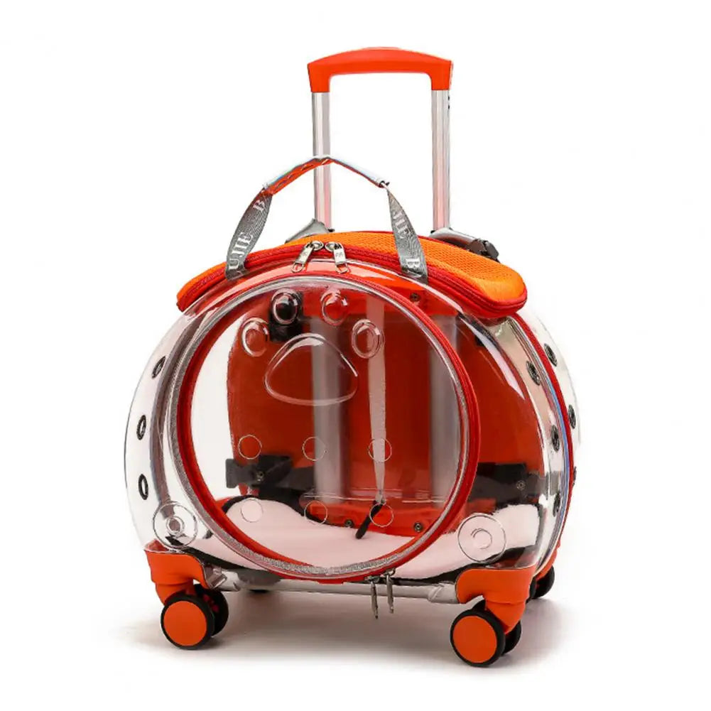 Portable Pet Trolley Carrier With Clear Ventilation And Silent Wheels