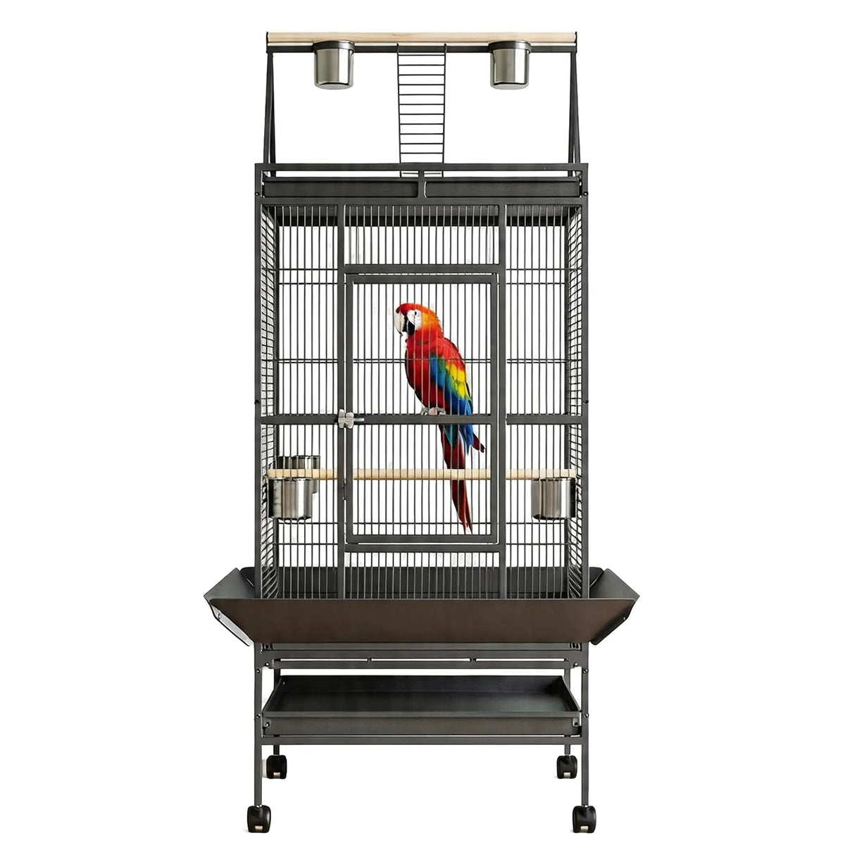 HiMISS Large Bird Cage With Rolling Stand And Play Top