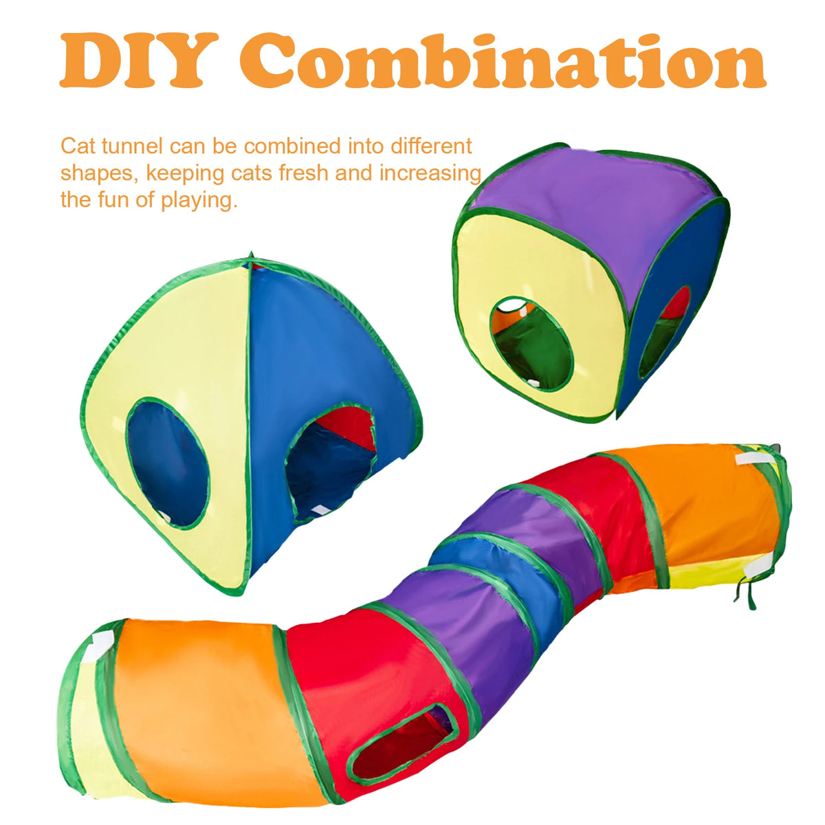 Collapsible Cat Tunnel And Cube Playhouse With Interactive Peek Holes
