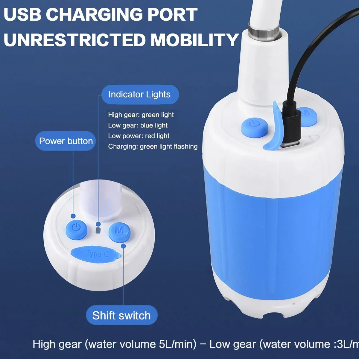 Portable Rechargeable Pet Shower Sprayer For Dogs And Cats
