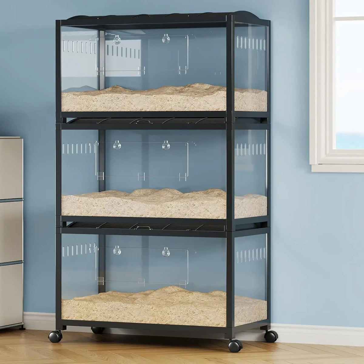 HiMiss 3 Tier Hamster Cage With Running Wheel And Ramp