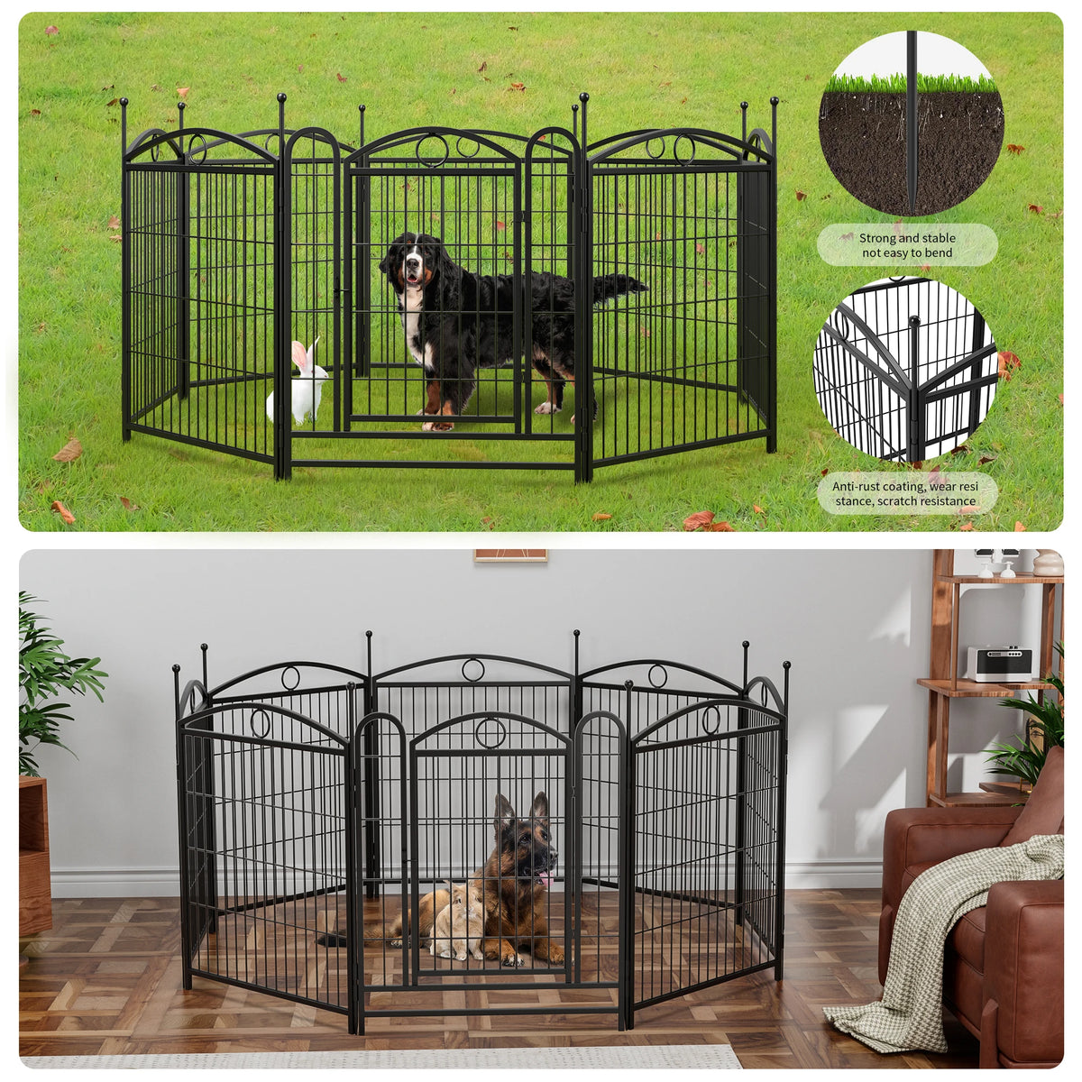 Heavy Duty Foldable Metal Dog Playpen For Indoor Outdoor Use