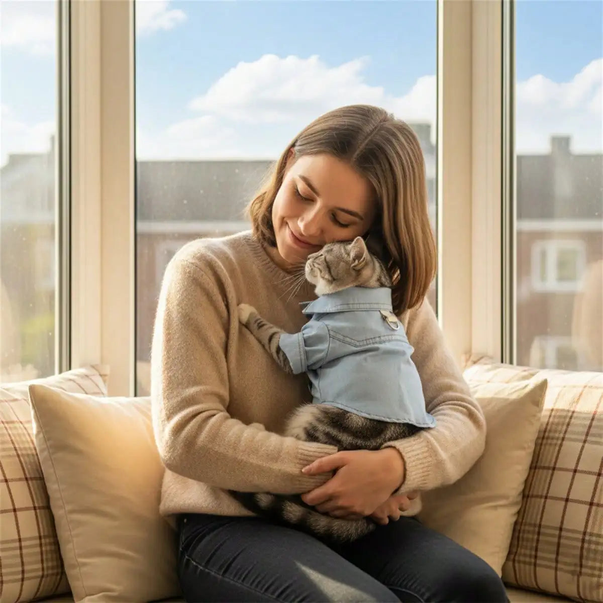Dog Denim Shirt With D Ring Button Up Pet Clothing for Dogs
