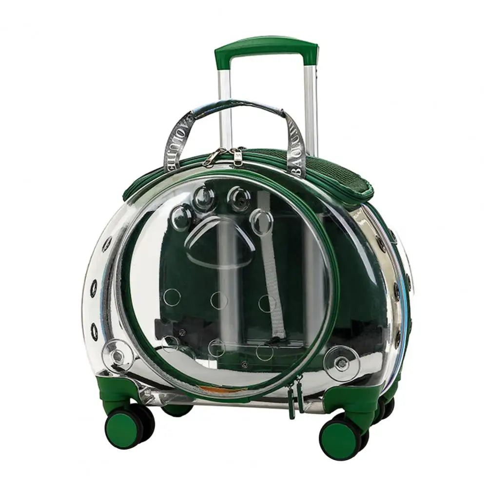 Portable Pet Trolley Carrier With Clear Ventilation And Silent Wheels