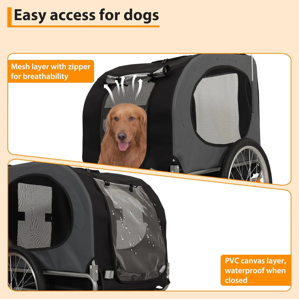 HiMISS Dog Bike Trailer And Jogging Stroller With Ventilated Mesh