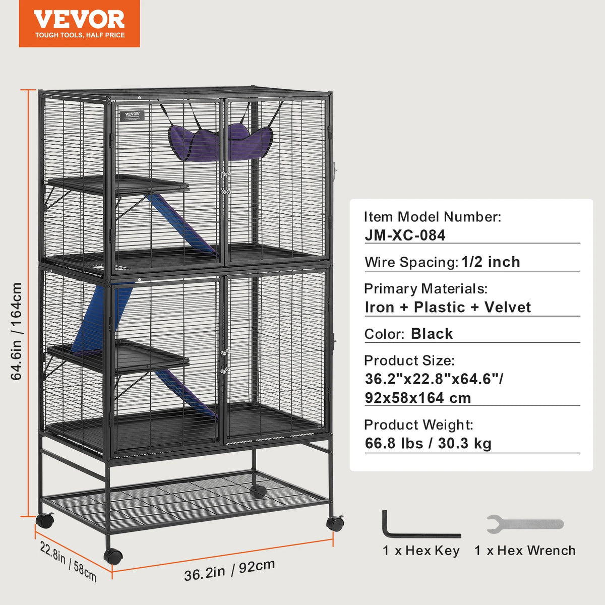 SucceBuy 4 Tier Rolling Metal Wire Small Animal Cage