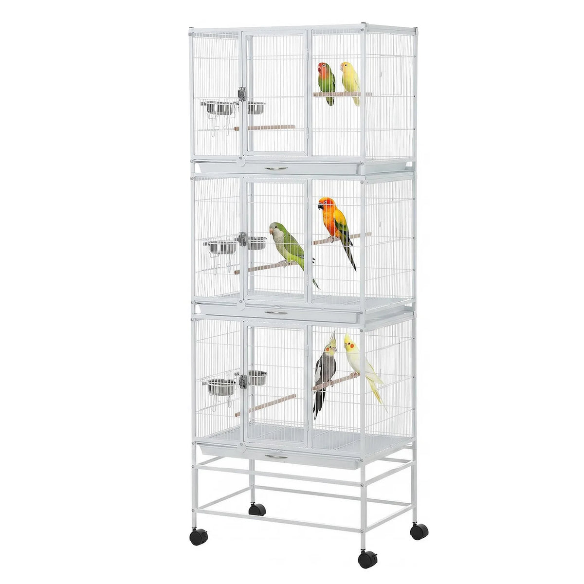 HiMiss Heavy Duty Divider Bird Cage with Steel Trays