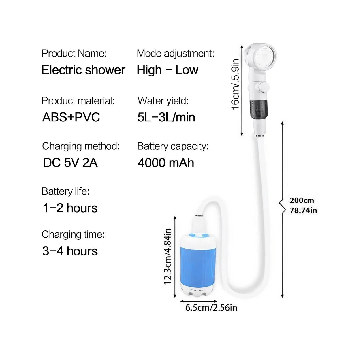 Portable Rechargeable Pet Shower Sprayer For Dogs And Cats