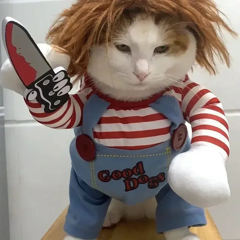 Halloween Chucky Costume for Dogs and Cats 3D Cosplay Outfit