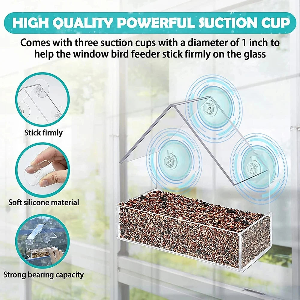 Outdoor Window Bird Feeder House With Strong Suction Cups