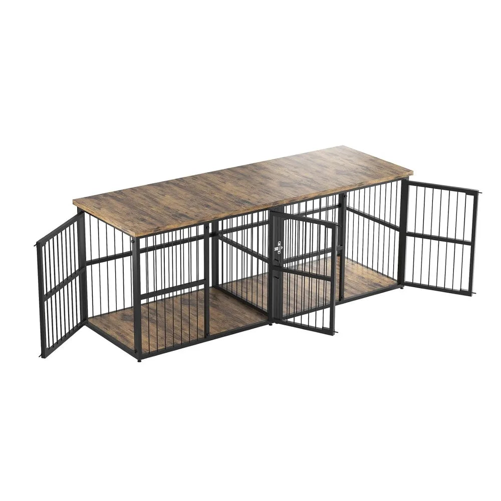 Heavy Duty Wooden Double Dog Crate Furniture Storage Cabinet