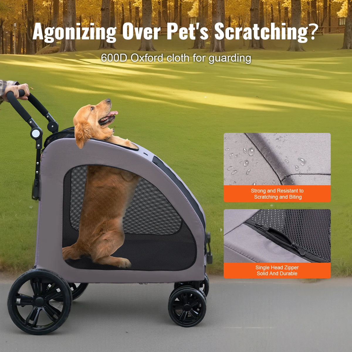 SucceBuy Portable Pet Stroller Carrier With Breathable Mesh Windows