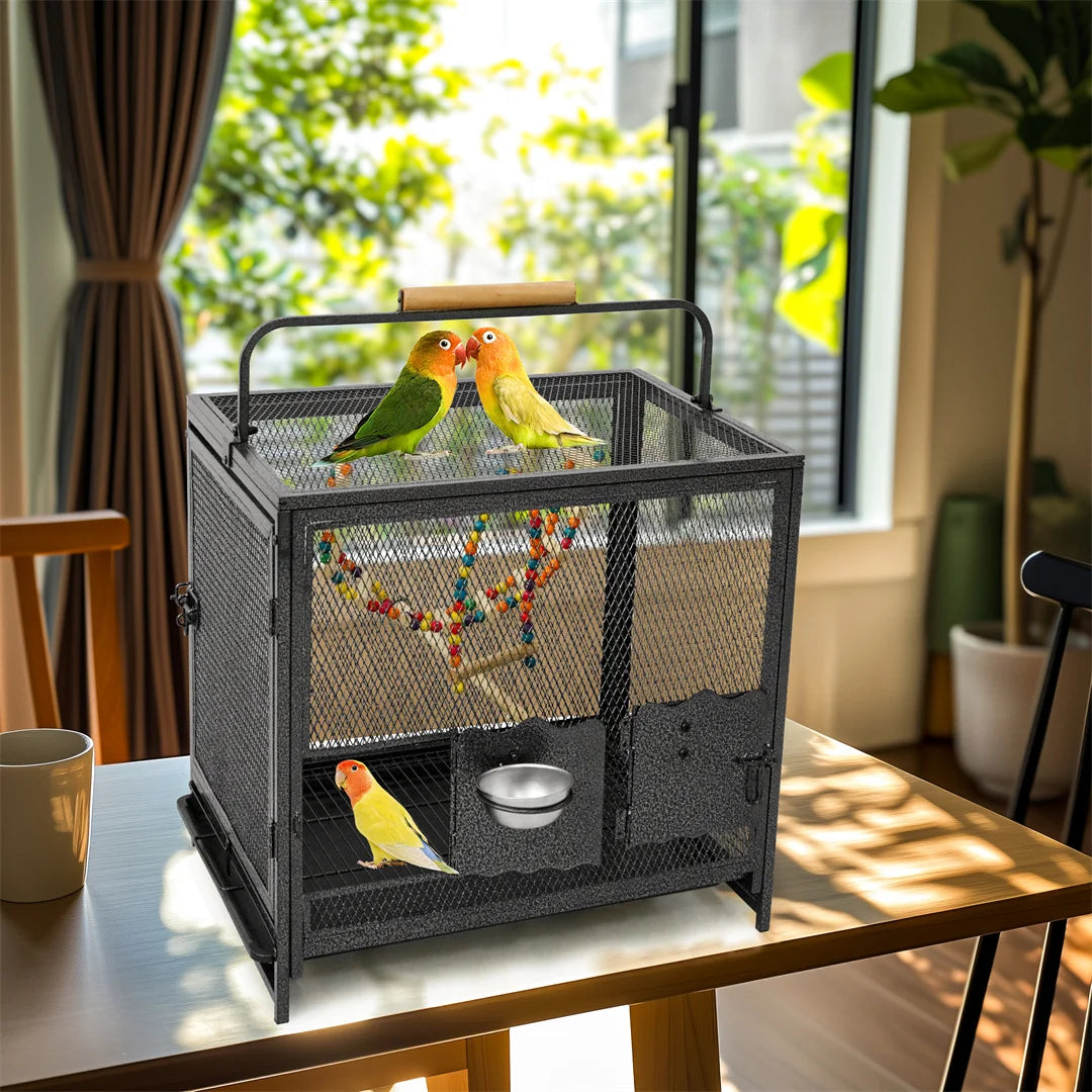 Portable Foldable Bird Cage Playpen Carrier With Removable Tray