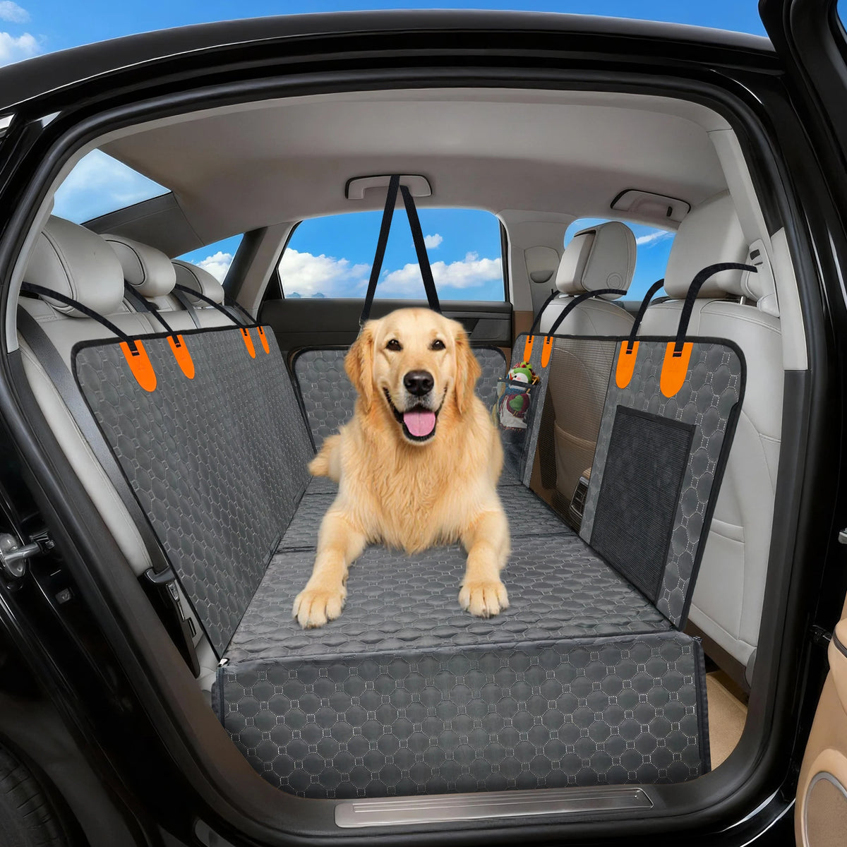 Waterproof Hard Bottom Dog Car Seat Cover Back Seat Extender