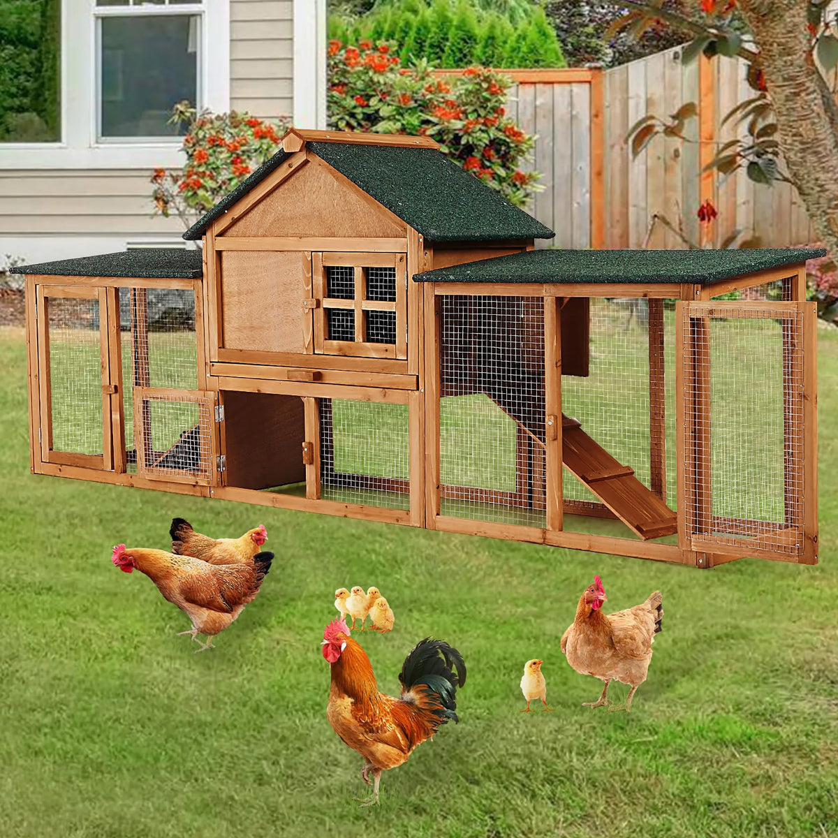 HiMISS Two Story Outdoor Rabbit Hutch With Ramp And Tray