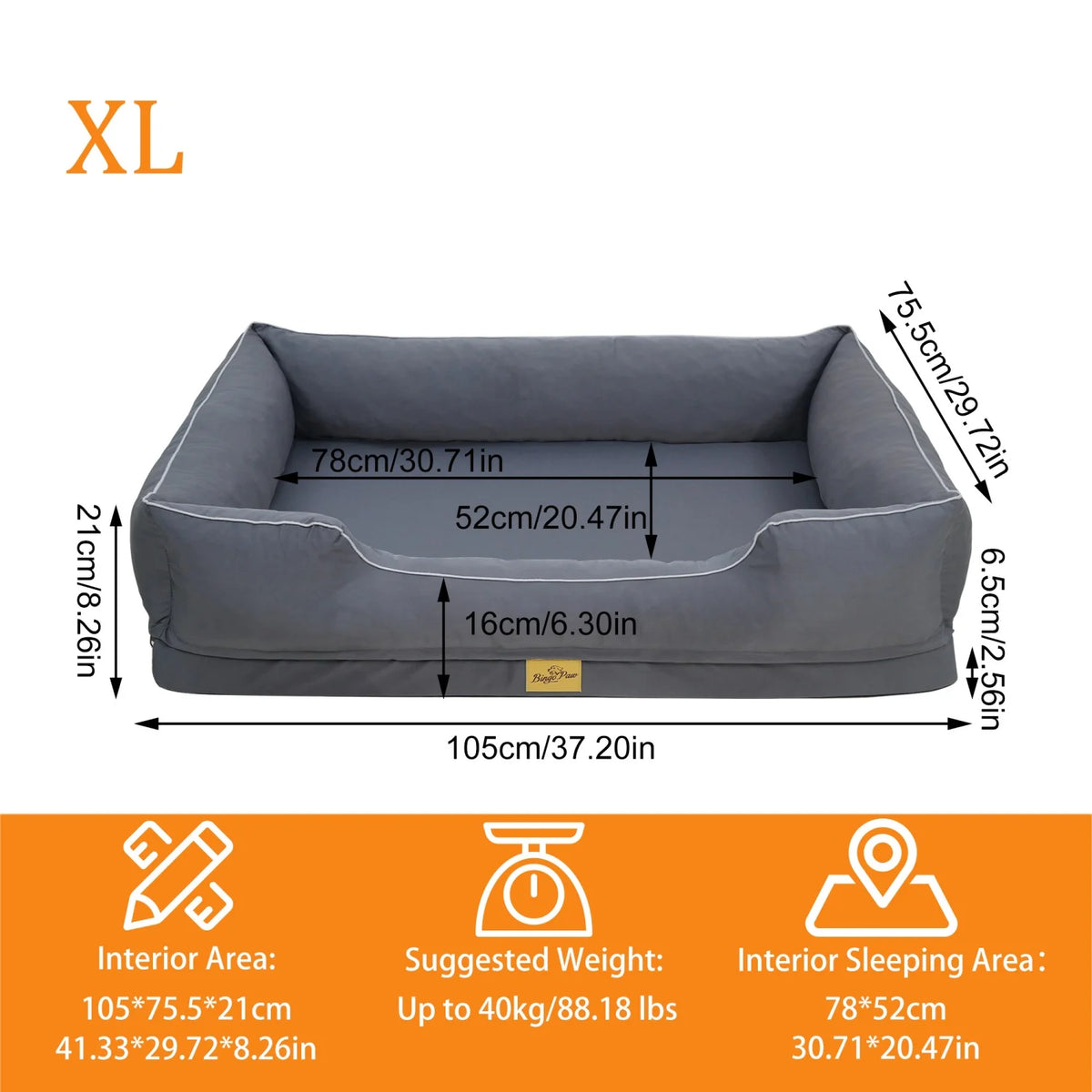 Bingopaw Orthopedic Dog Bed With Removable Foam Base Cover
