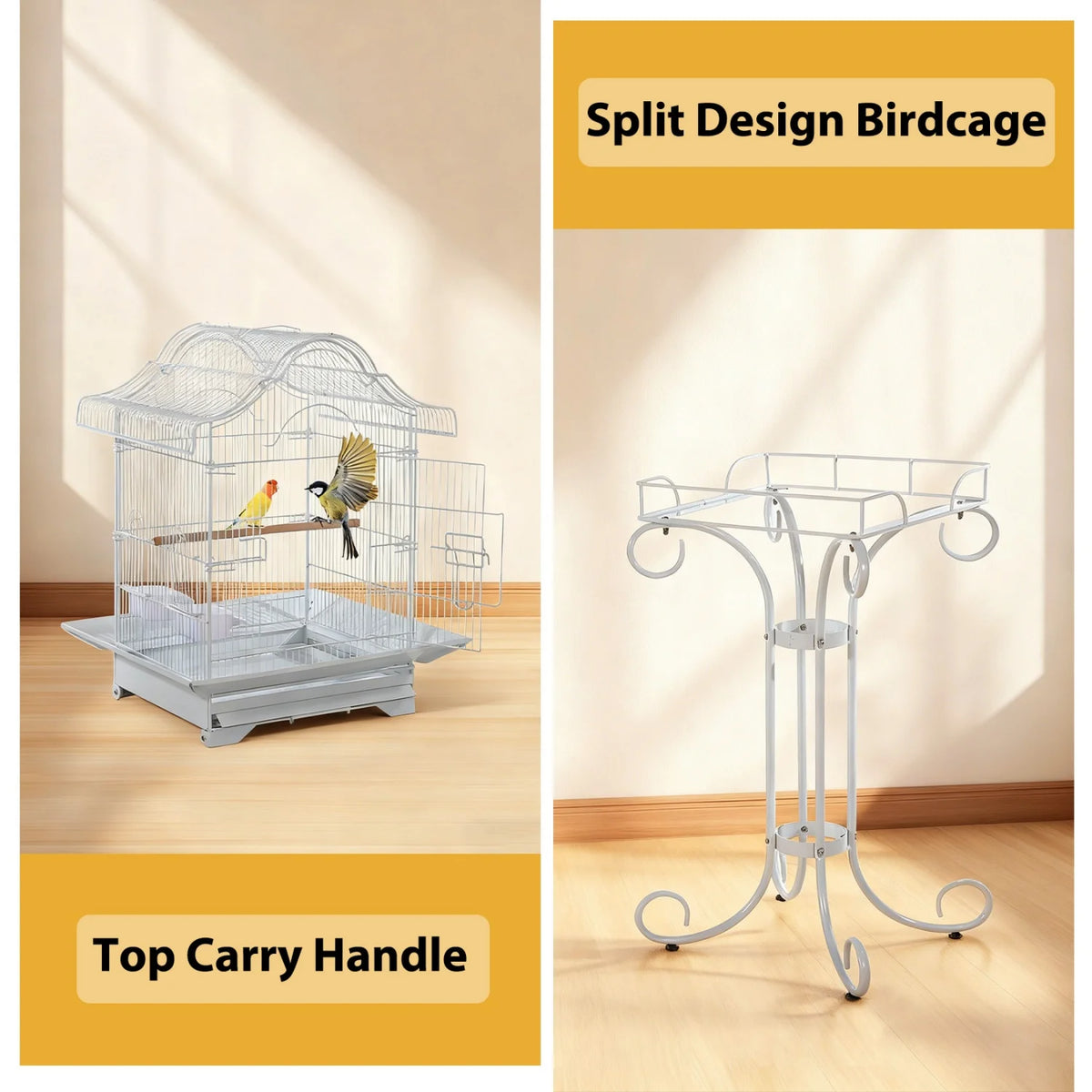 HiMISS Heavy Duty Wrought Iron Bird Cage With Stand