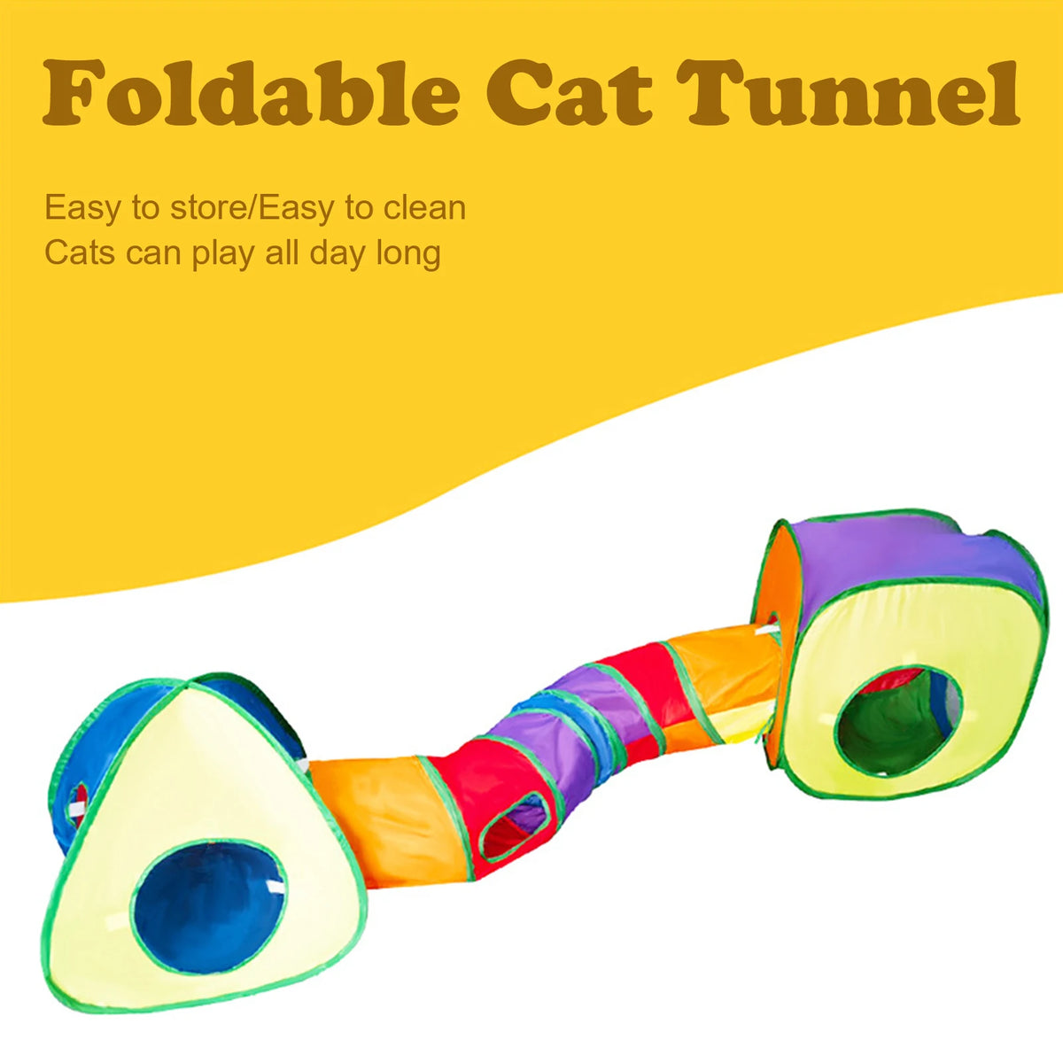 Collapsible Cat Tunnel And Cube Playhouse With Interactive Peek Holes