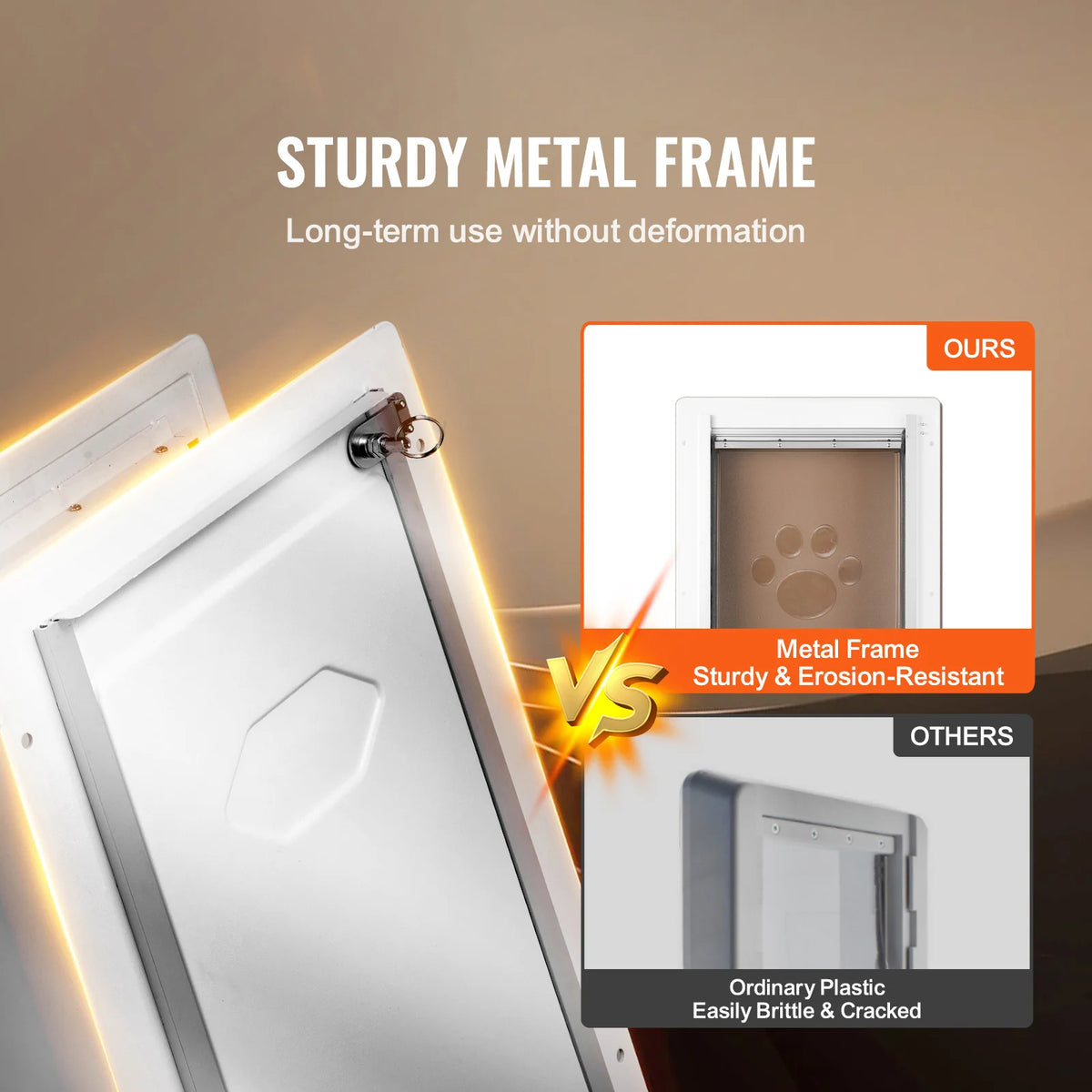 SucceBuy Metal Frame Pet Door With Lock And Weatherproof Flaps