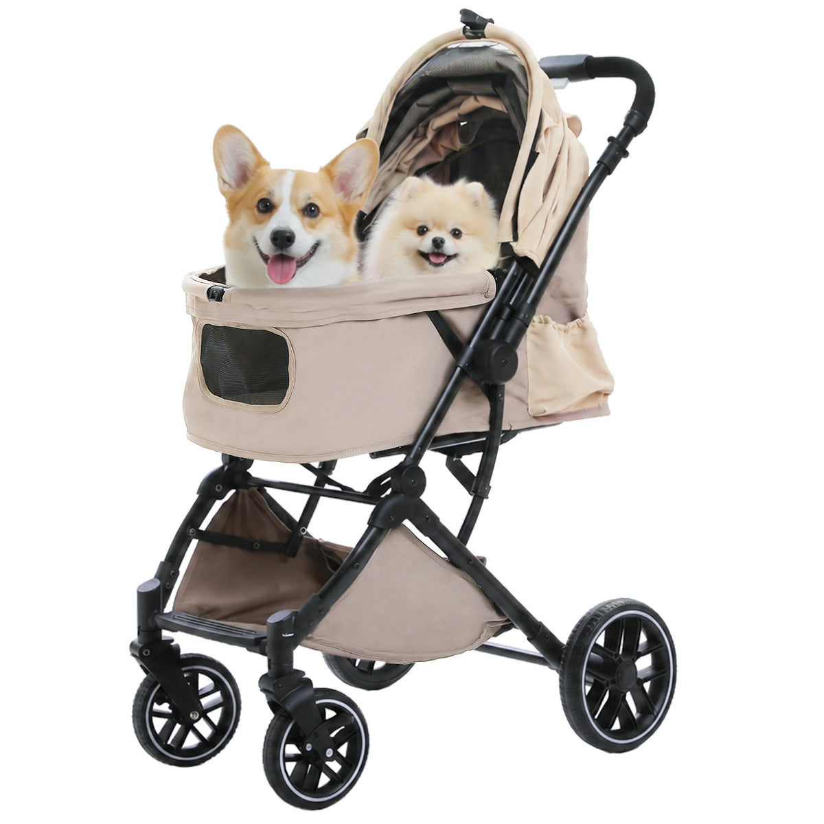 PAWZ Road Foldable Pet Stroller With Reversible Handle And Storage