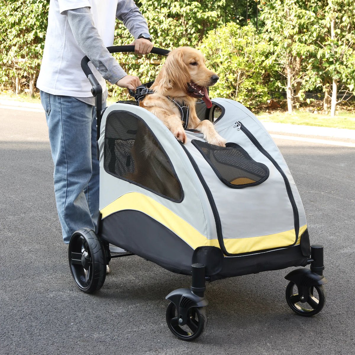 Foldable Breathable Pet Stroller For Dogs And Cats Travel Carrier
