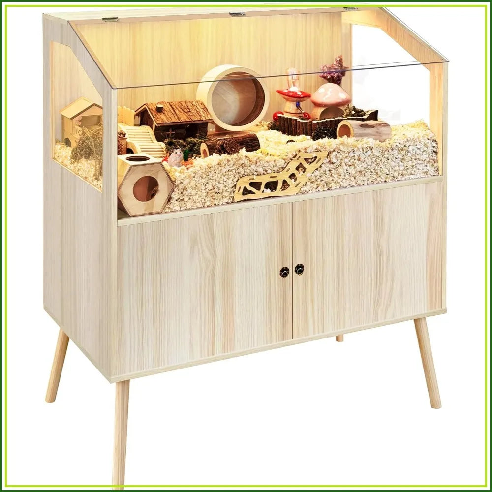 Chew Resistant Hamster Cage With Attached Storage Cabinet