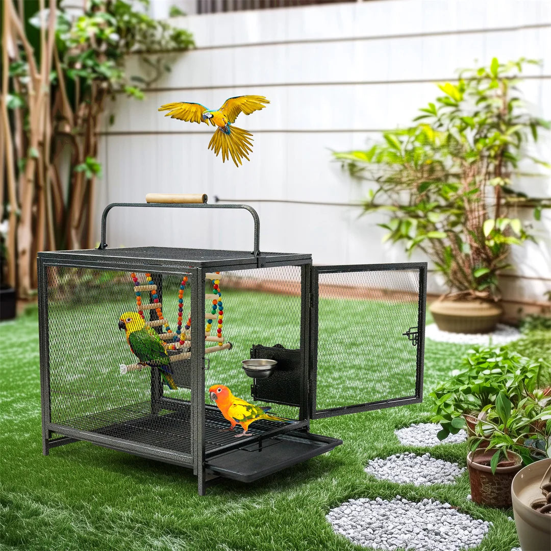 Portable Foldable Bird Cage Playpen Carrier With Removable Tray